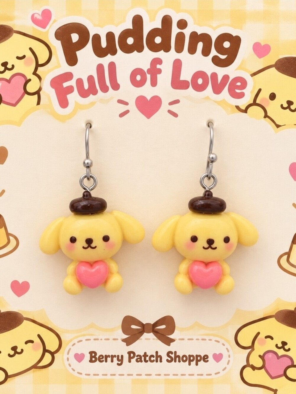 Kawaii Sanrio Hello Kitty Pompompurin Pudding Time Hypoallergenic Earrings